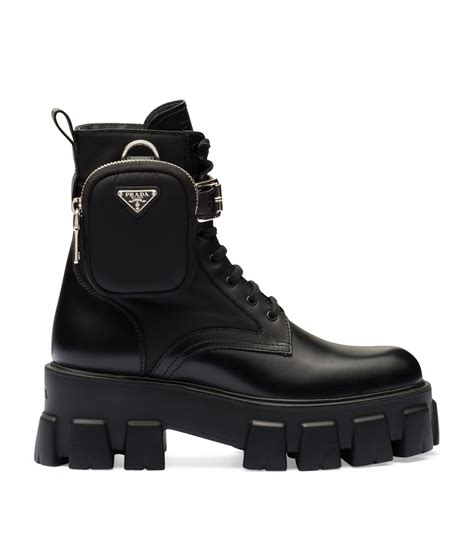 prada flatblack boots|prada black boots with pouch.